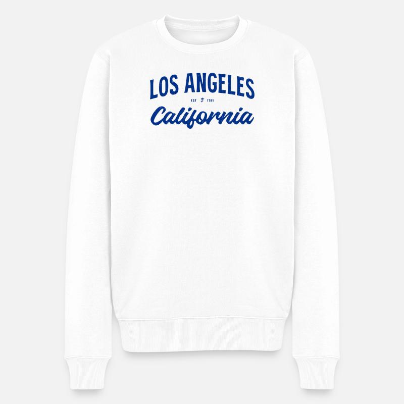 Los Angeles Kalifornien Retro Script - Männer Premium Bio Pullover - Weiß