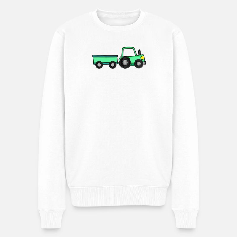 Traktor mit Anhänger - Männer Premium Bio Pullover - Weiß