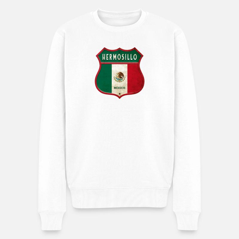 Hermosillo Mexiko Wappen Design - Männer Premium Bio Pullover - Weiß