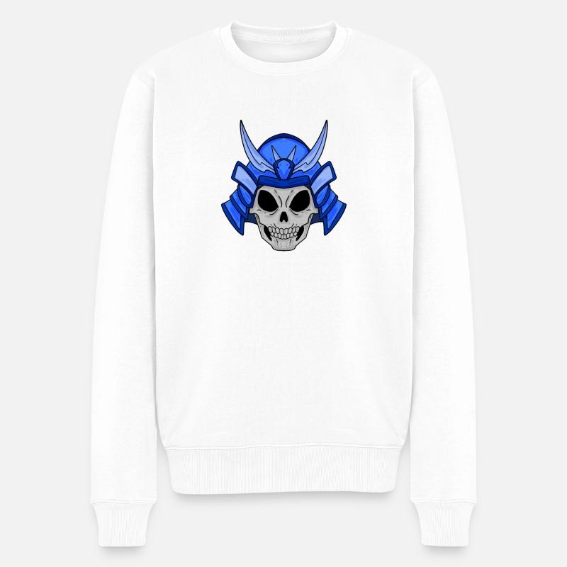 Crâne de samouraï - Pull Premium bio Homme - blanc
