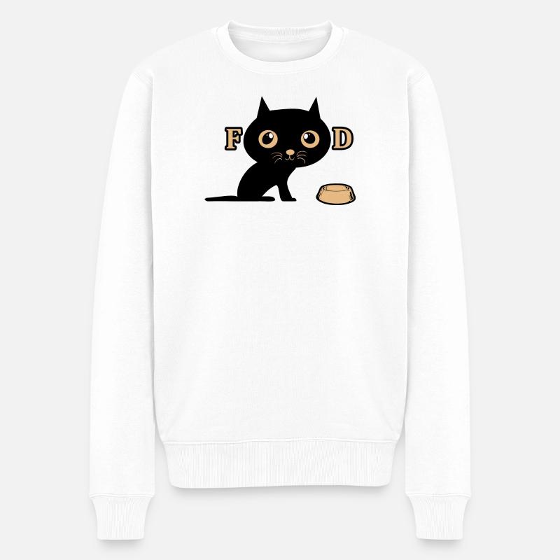 Süße Katze hat Hunger - Männer Premium Bio Pullover - Weiß