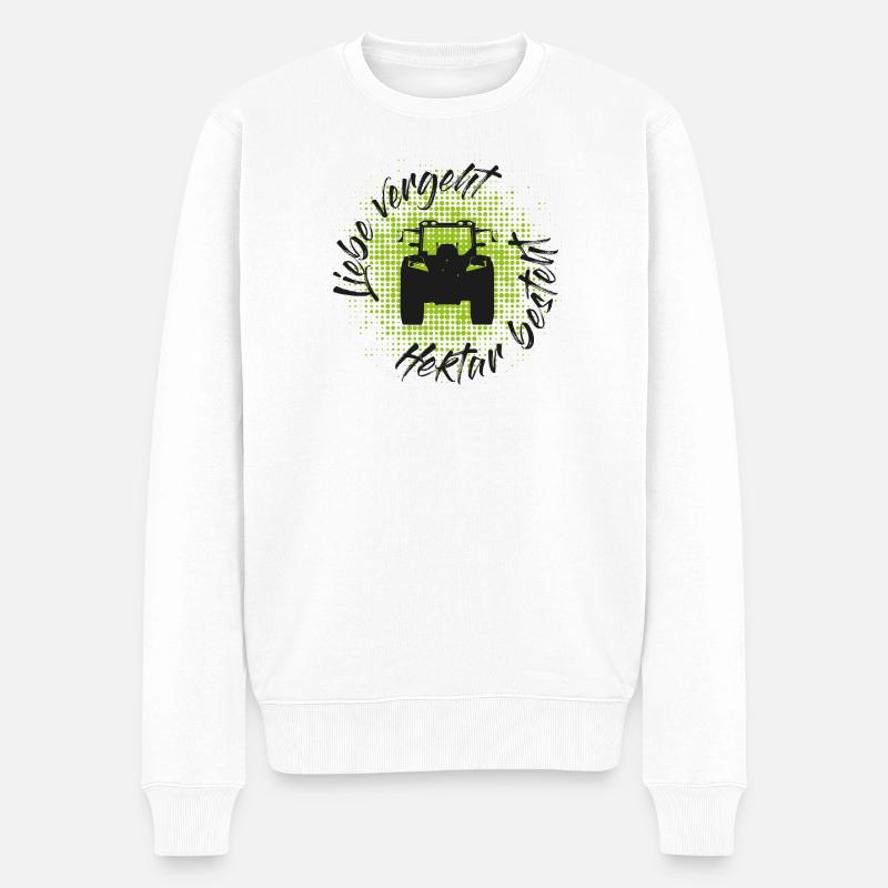 Liebe vergeht - Hektar besteht, Traktor, Landwirt - Männer Premium Bio Pullover - Weiß