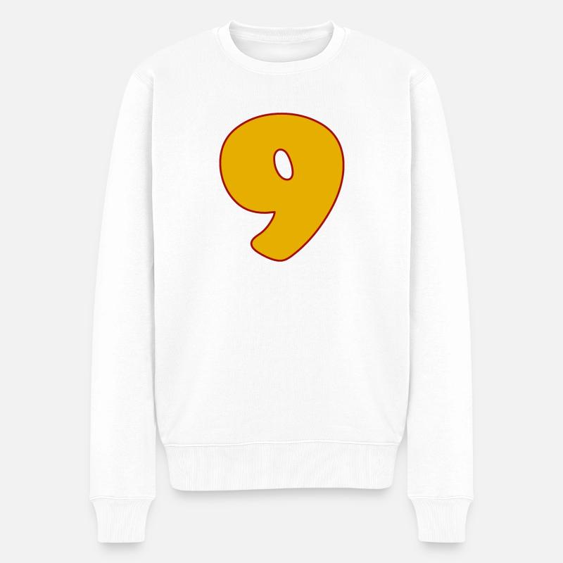 NEUN - 9 - Männer Premium Bio Pullover - Weiß