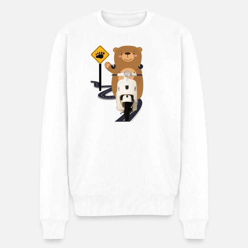 Ours brun cyclomoteur - Pull Premium bio Homme - blanc