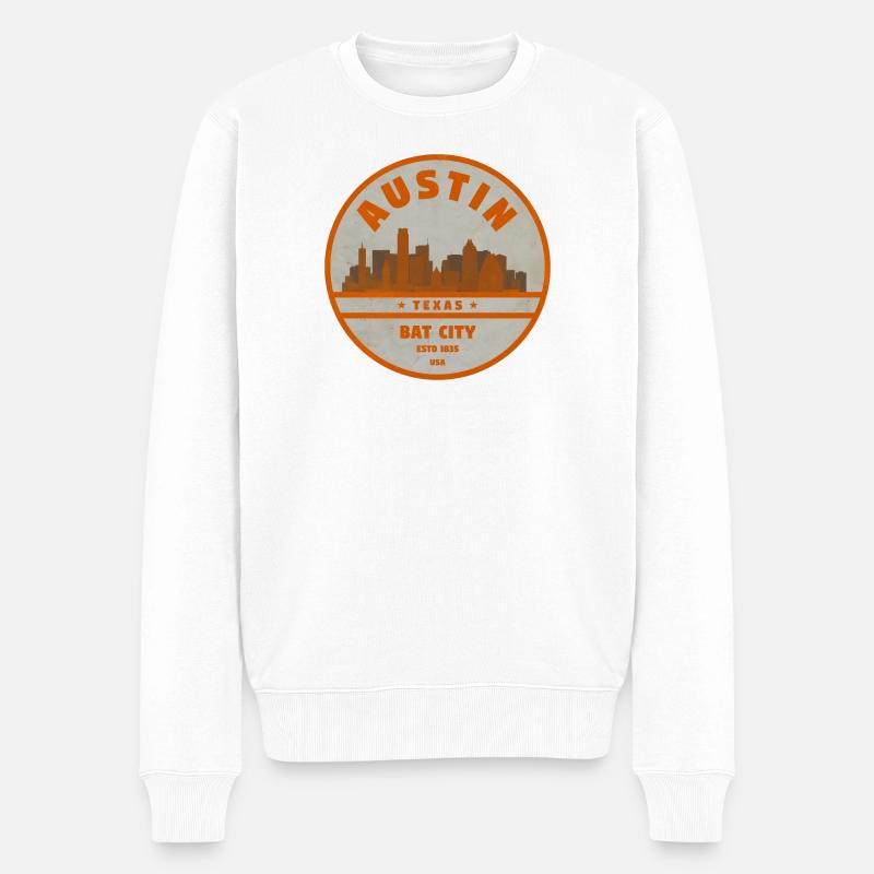 Austin Bat City Skyline Retro - Männer Premium Bio Pullover - Weiß