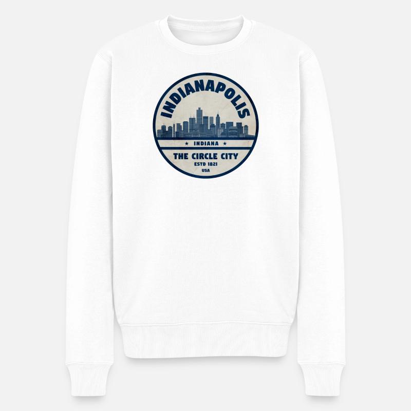 Indianapolis Skyline Kreisstadt - Männer Premium Bio Pullover - Weiß