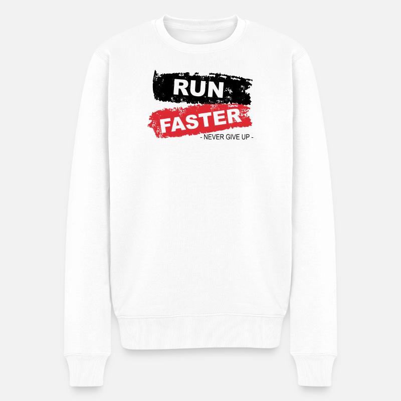 Run Faster Roter Pinsel Stil - Männer Premium Bio Pullover - Weiß