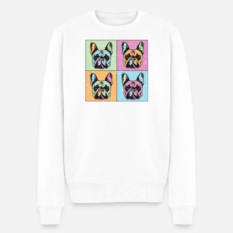 Bulldoggen Bild Abstrakt - Männer Premium Bio Pullover - Weiß