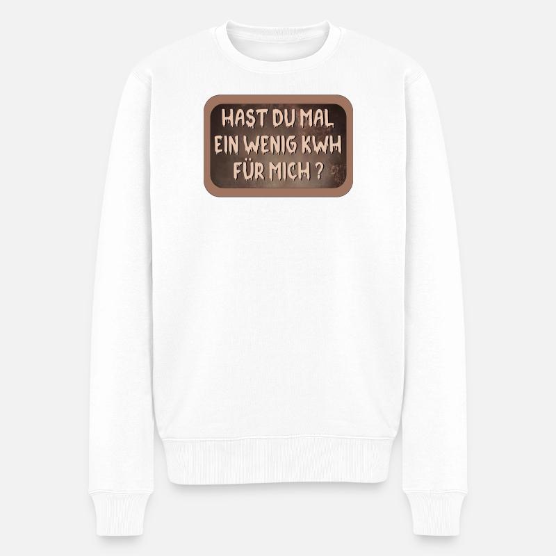 STROM KOSTEN - ENERGIE SPRÜCHE - Männer Premium Bio Pullover - Weiß