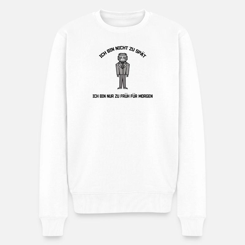 Langschläfer Faultier Säugetier Statement Faul - Männer Premium Bio Pullover - Weiß