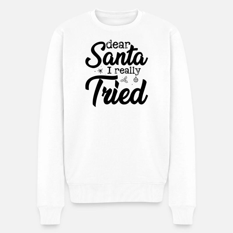 Winterlicher Schneeflocken-Kamm - Männer Premium Bio Pullover - Weiß