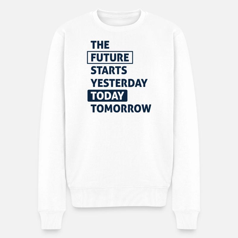 Die Zukunft beginnt heute - Männer Premium Bio Pullover - Weiß