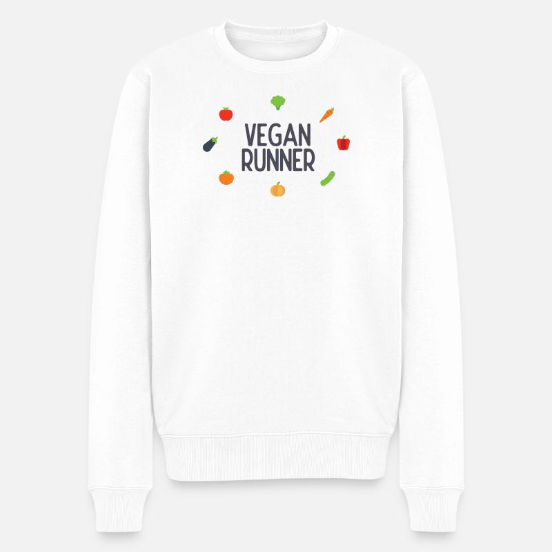 Veganer Läufer - Männer Premium Bio Pullover - Weiß