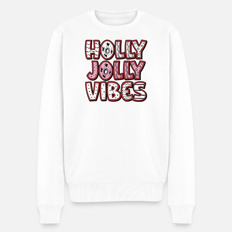 Holly Jolly Vibes - Männer Premium Bio Pullover - Weiß