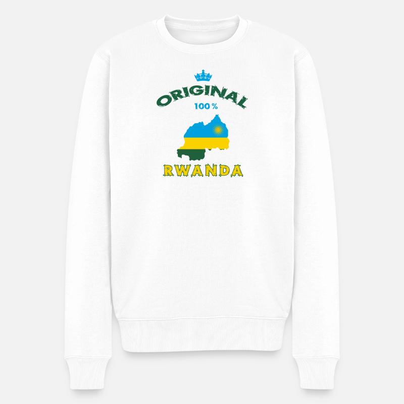Ruanda Original 100% Flaggen Design - Männer Premium Bio Pullover - Weiß