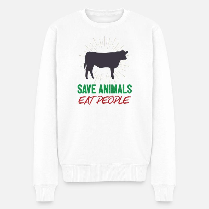Tiere retten Menschen essen - Männer Premium Bio Pullover - Weiß