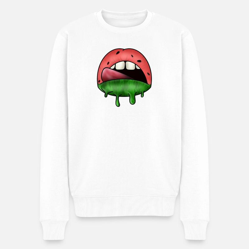 Watermelon lips - Männer Premium Bio Pullover - Weiß