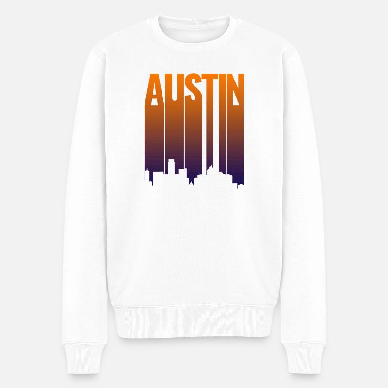 Austin Skyline Gradient - Männer Premium Bio Pullover - Weiß