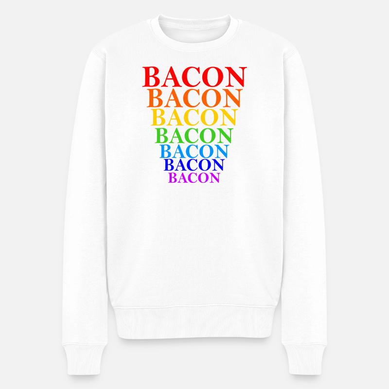 Regenbogen Bacon Stapel Design - Männer Premium Bio Pullover - Weiß