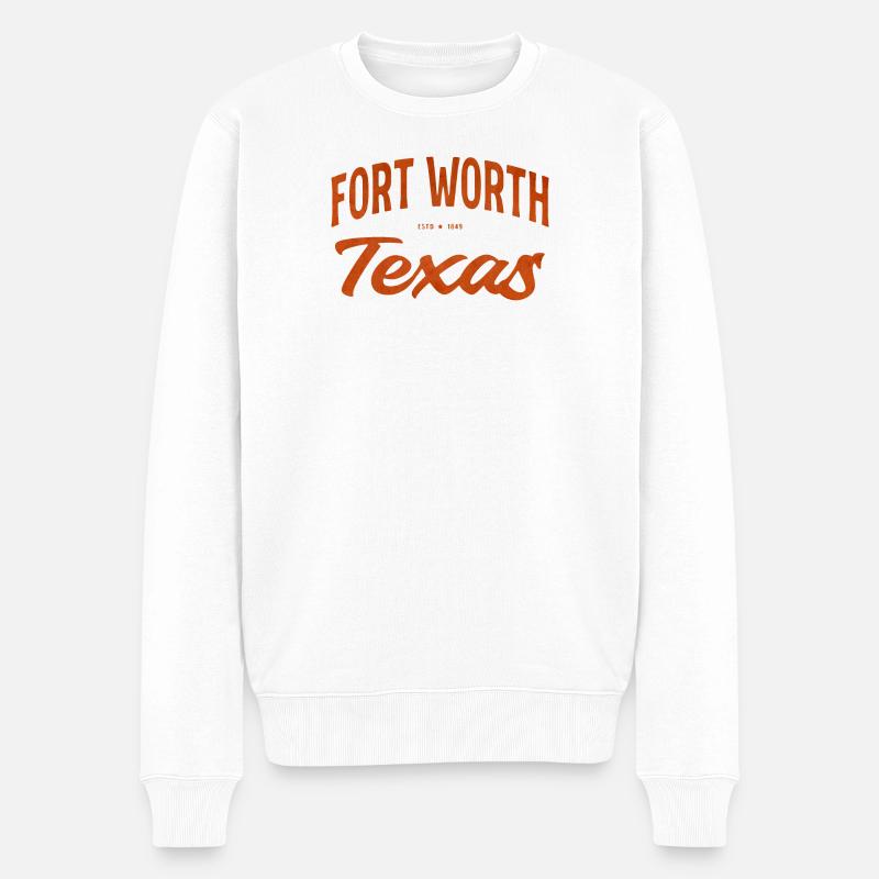 Fort Worth Texas Script - Men's Premium Organic Jumper - white