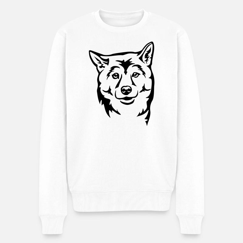 Shiba Kopf - Männer Premium Bio Pullover - Weiß
