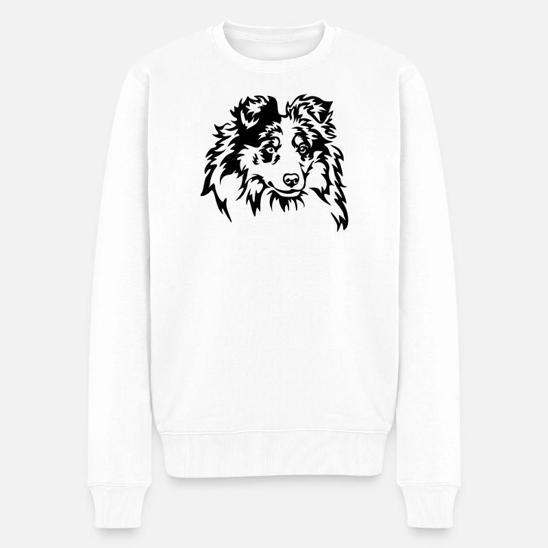 Sheltie Head - Pull Premium bio Homme - blanc