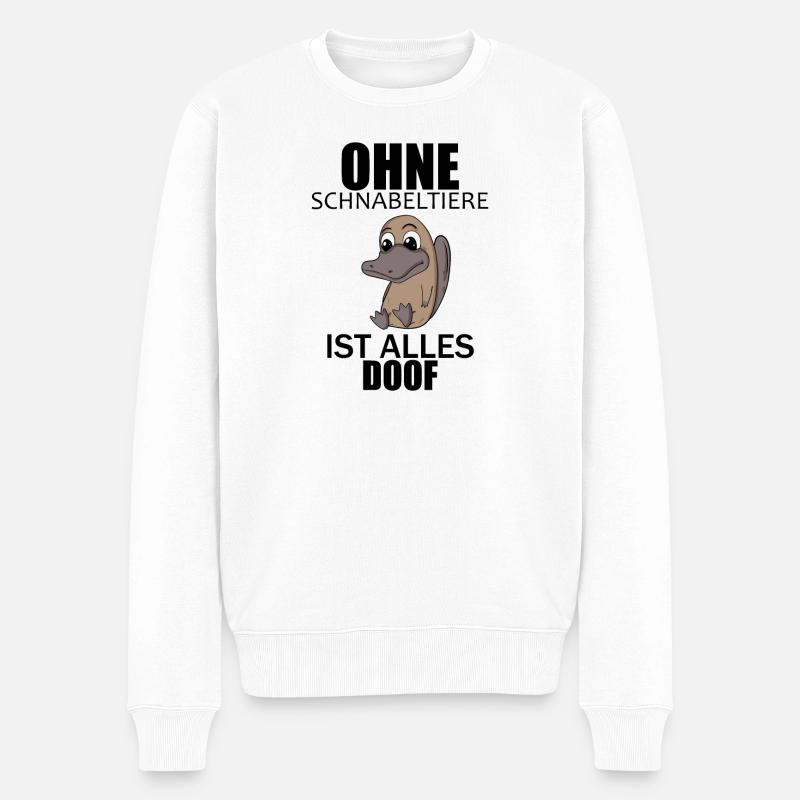Schnabeltier - Männer Premium Bio Pullover - Weiß