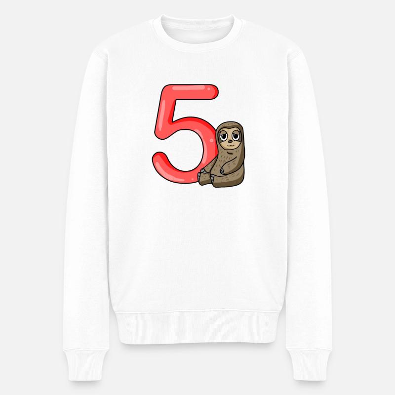 Junge 5 Jahre alt Faultier - Männer Premium Bio Pullover - Weiß