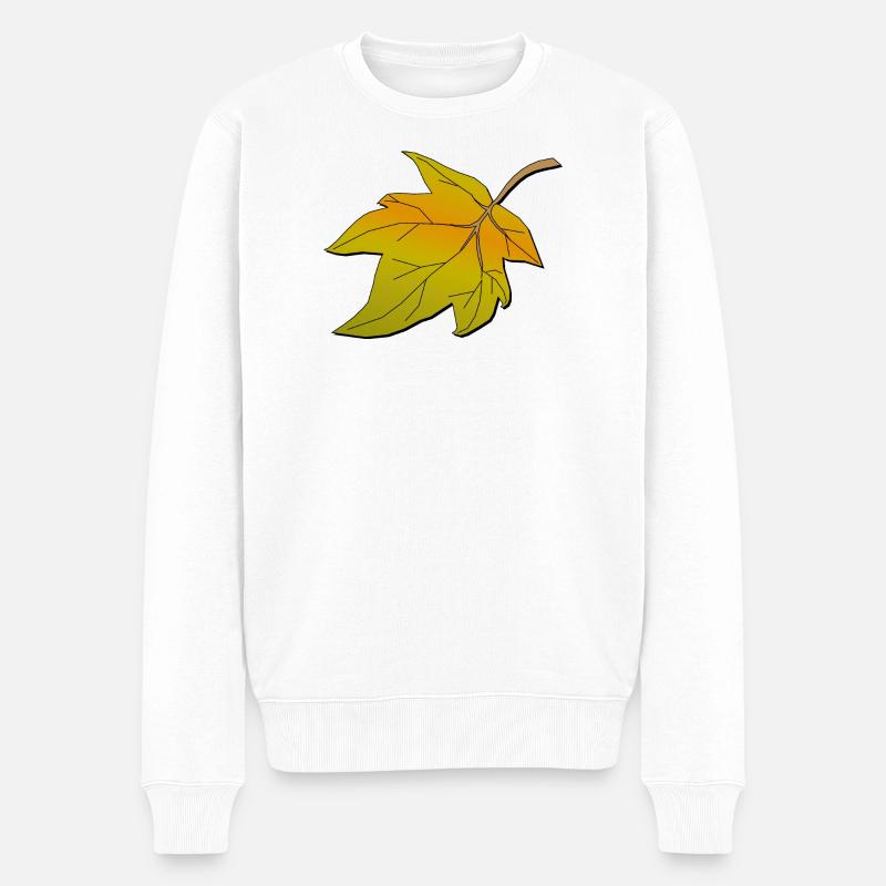 Herbstblatt | Autumn leave - Männer Premium Bio Pullover - Weiß