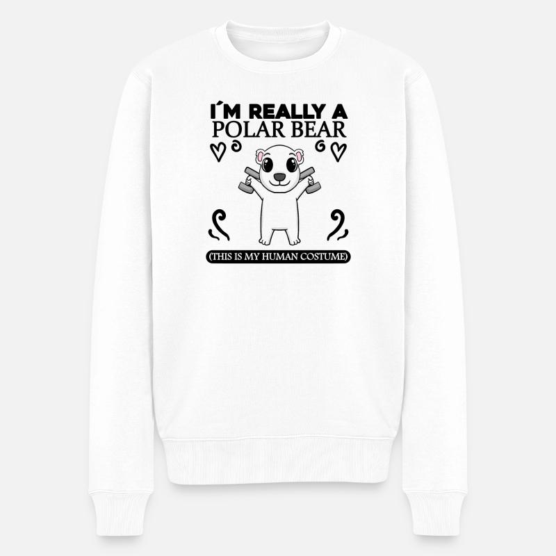 Eisbär und Fitness - Männer Premium Bio Pullover - Weiß