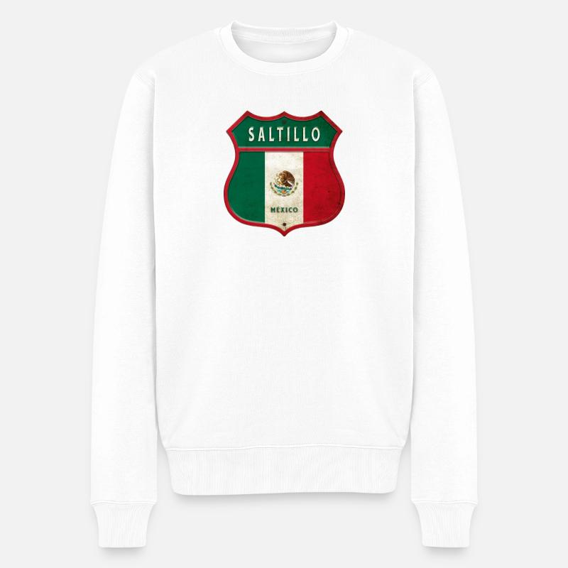 Saltillo Mexiko Wappen Design - Männer Premium Bio Pullover - Weiß