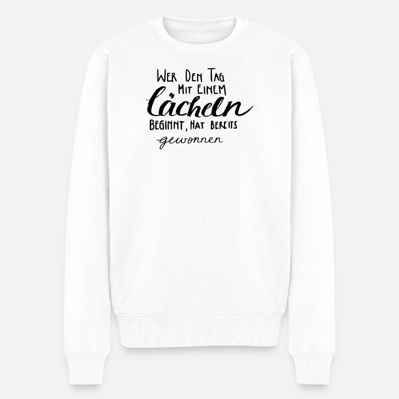 Lächeln - gewinnt! - Männer Premium Bio Pullover - Weiß