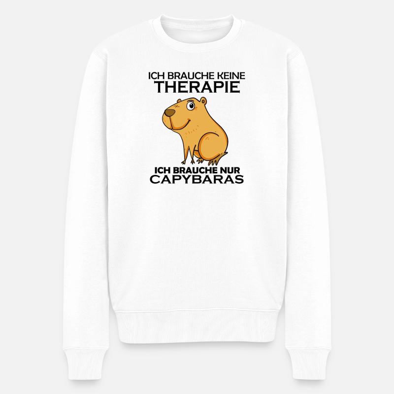 Capybara Wasserschwein - Männer Premium Bio Pullover - Weiß