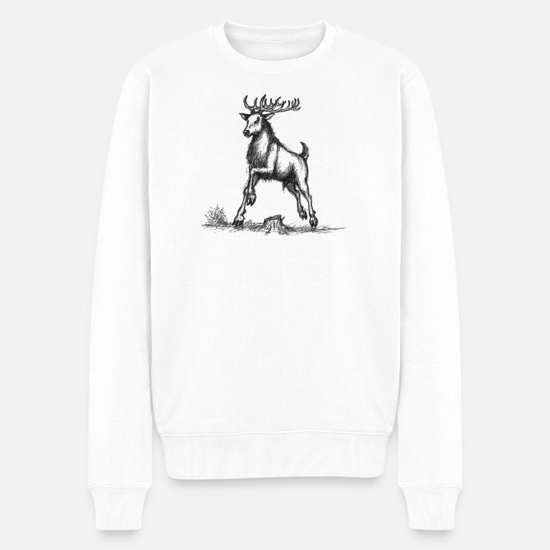 Mit scharfen Sinnen den Überblick behalten - Männer Premium Bio Pullover - Weiß