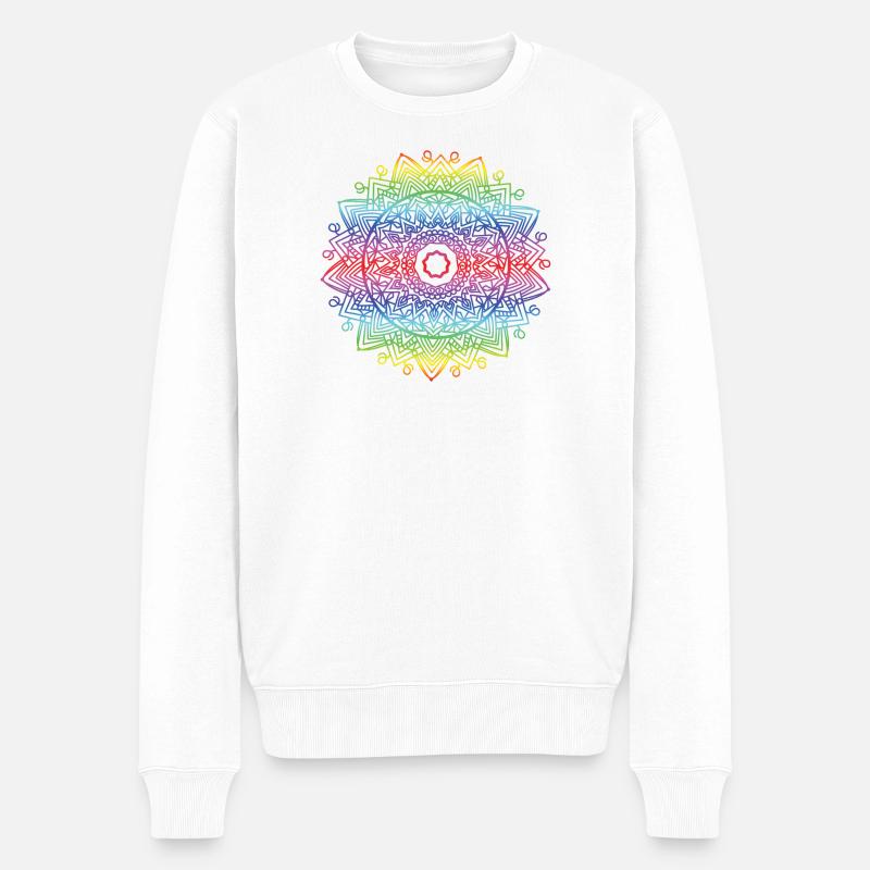 Mandala - Männer Premium Bio Pullover - Weiß