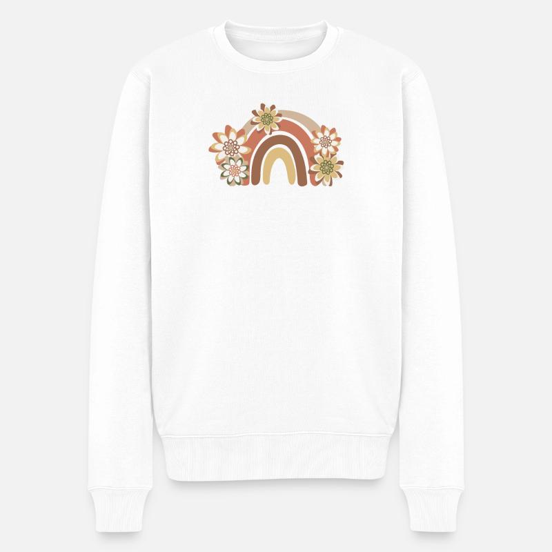 Regenbogen Boho, Bohême - Männer Premium Bio Pullover - Weiß