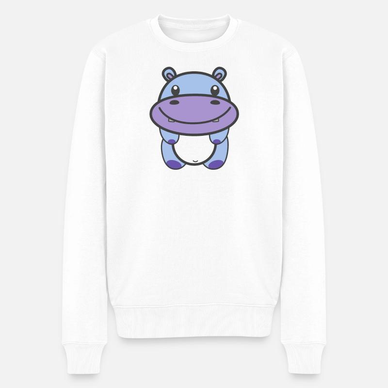 Hippopotame mignon Kawaii - Pull Premium bio Homme - blanc