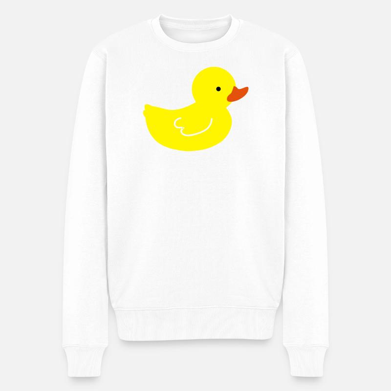 Fröhliche Quietscheente: Ein Hauch von Gelb - Männer Premium Bio Pullover - Weiß