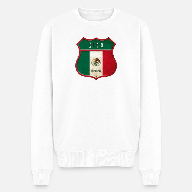 Xico Mexiko Wappen Design - Männer Premium Bio Pullover - Weiß