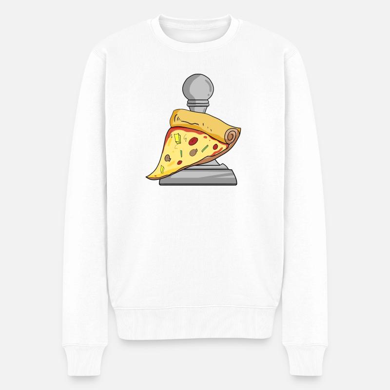 Échecs et pizza - Pull Premium bio Homme - blanc