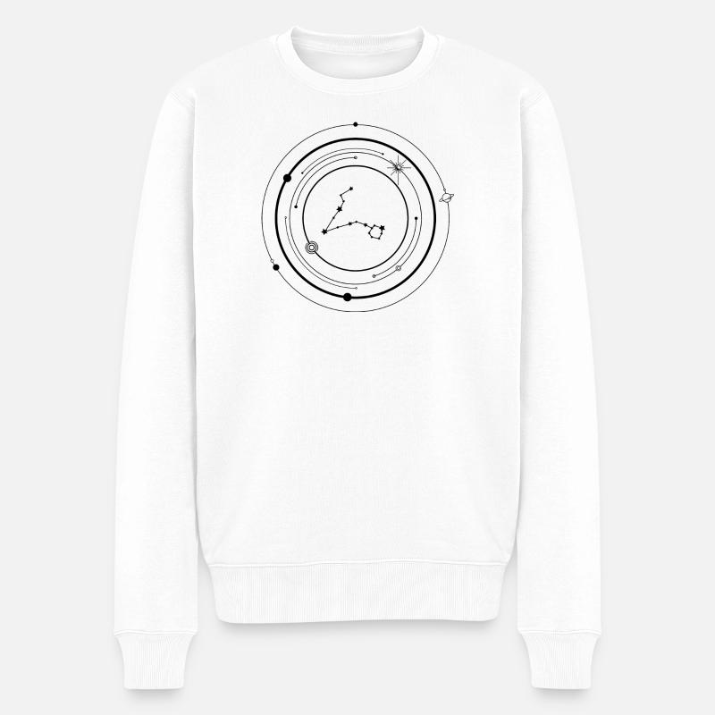 Mitternachts-Starburst-Silhouette - Männer Premium Bio Pullover - Weiß