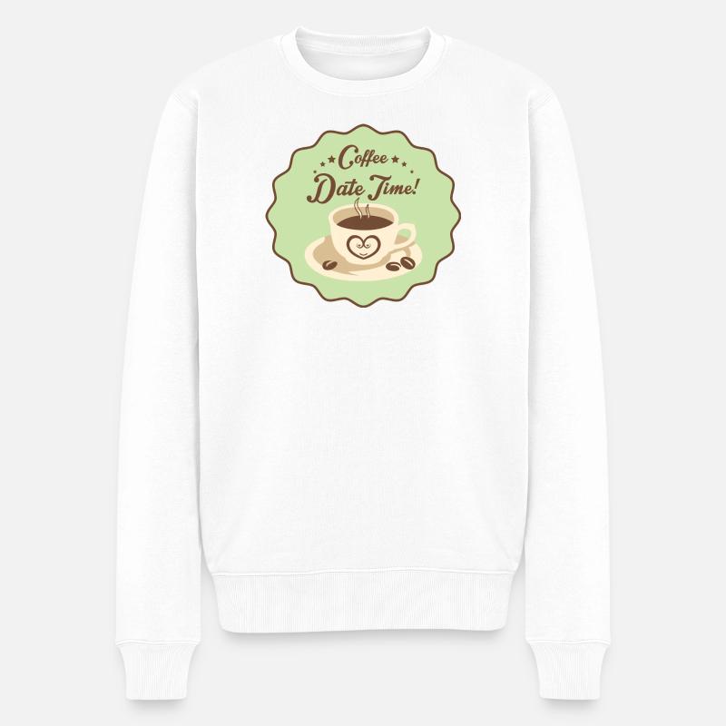 Coffee Date Time - Männer Premium Bio Pullover - Weiß