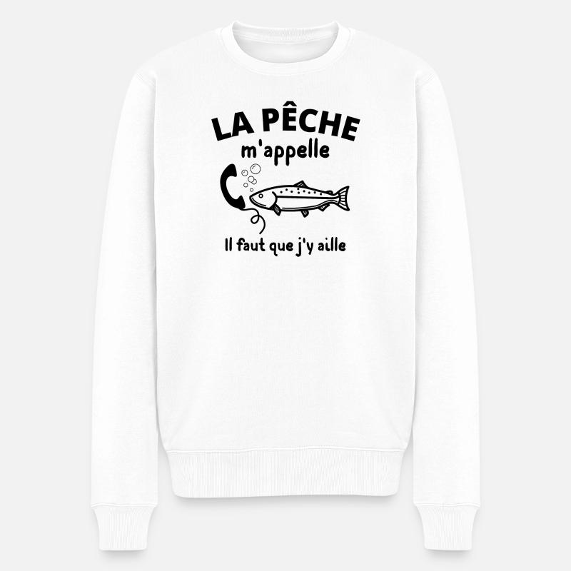 pêche, pêcheur, fan de pêche - Pull Premium bio Homme - blanc