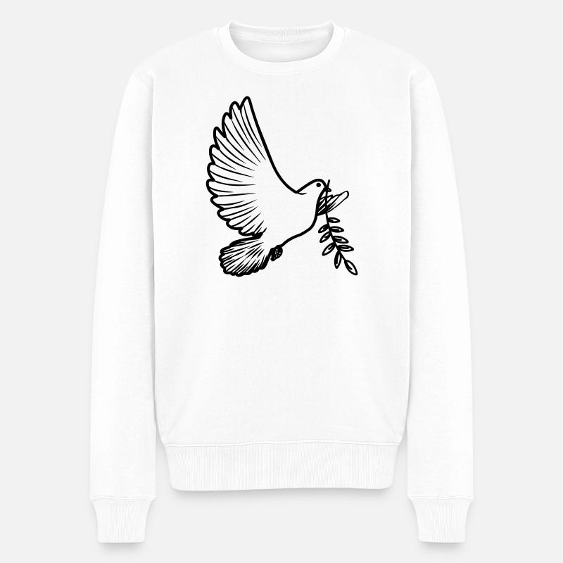 Transparente Friedenstaube mit Lorbeerzweig Friedenstaube - Männer Premium Bio Pullover - Weiß