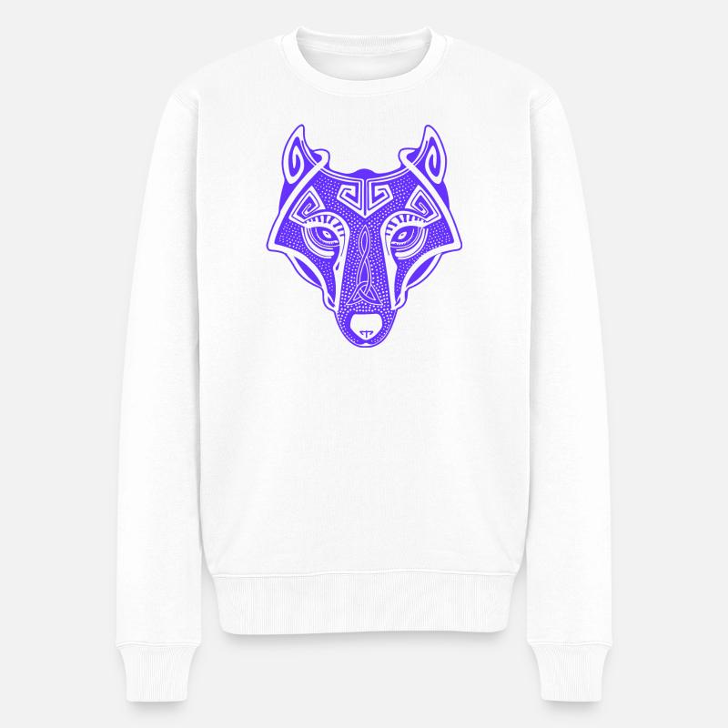 Viking Wolf lila transparent Fenrir mythologisch - Männer Premium Bio Pullover - Weiß