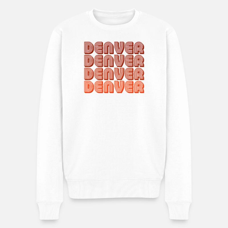 Denver Retro Blockschrift - Männer Premium Bio Pullover - Weiß