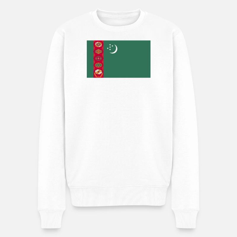 Turkmenistan National Flagge - Männer Premium Bio Pullover - Weiß