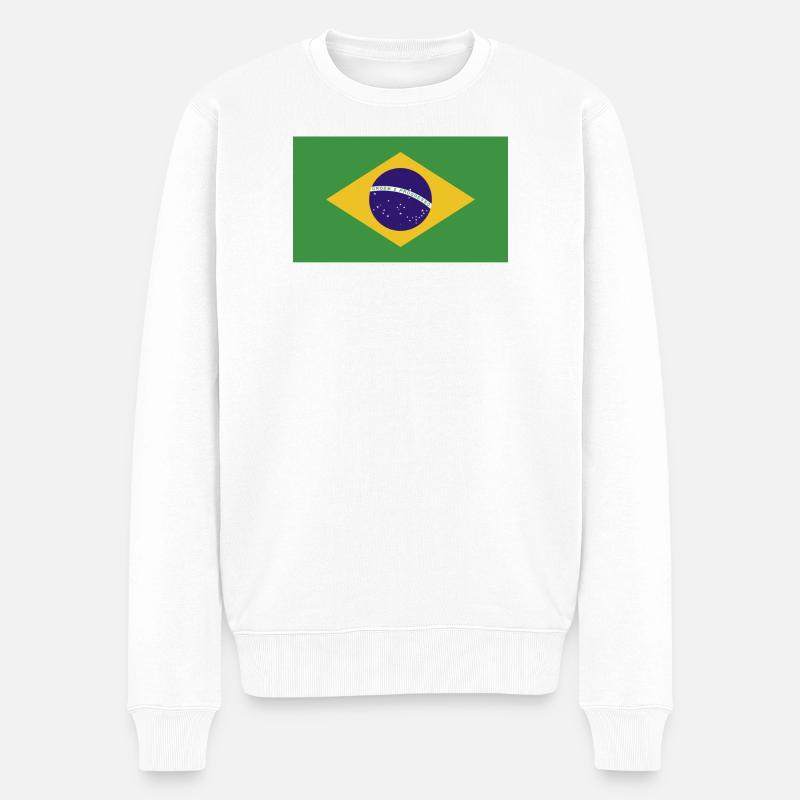 Brasilien National Flagge - Männer Premium Bio Pullover - Weiß