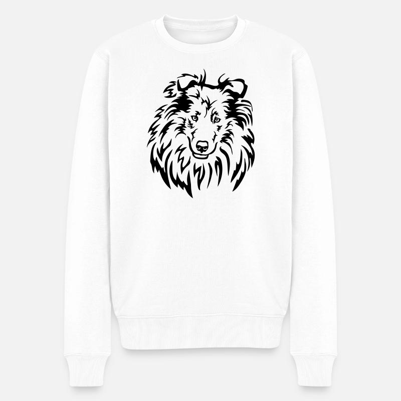 Tête de Collie - Pull Premium bio Homme - blanc