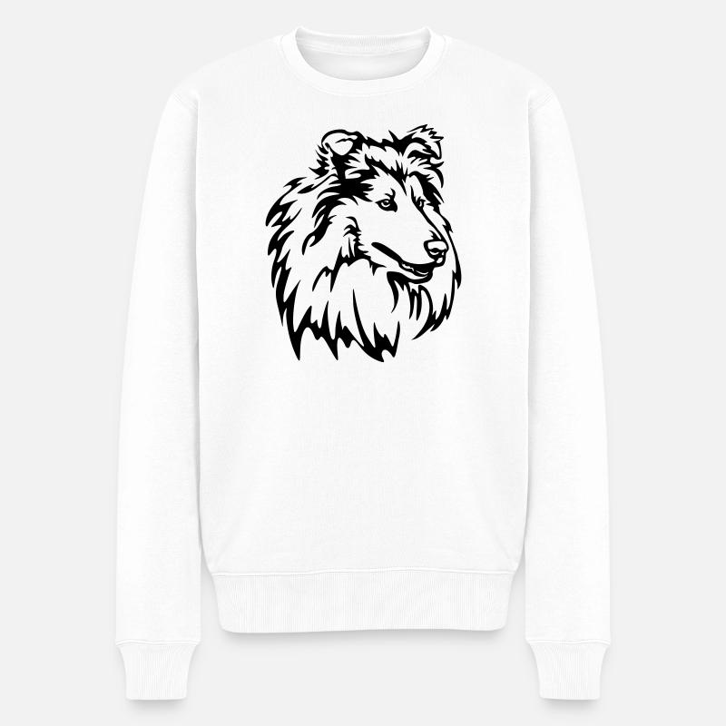 Tête de Collie - Pull Premium bio Homme - blanc